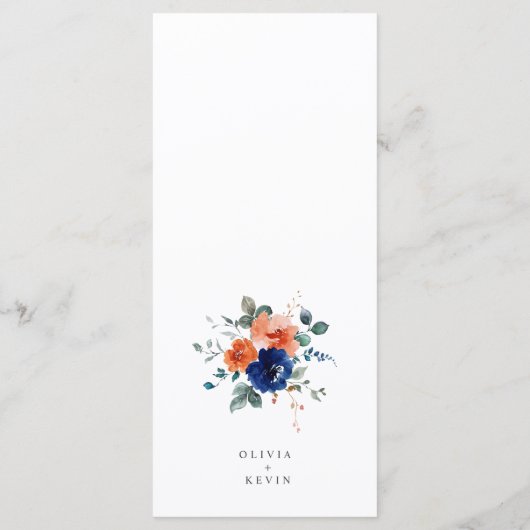 Navy Burnt Sinaasappel Bloemen Boho Zomer Herfst B Menu (Achterkant)