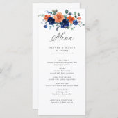 Navy Burnt Sinaasappel Bloemen Boho Zomer Herfst B Menu (Voorkant / Achterkant)