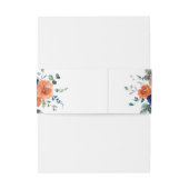 Navy Burnt Sinaasappel Bloemen Herfst Bruiloft Uitnodigingen Wikkel (Achterkant Voorbeeld)