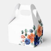 Navy Burnt Sinaasappel Elegant Bloemen Vallen Brui Bedankdoosjes (Achterkant)