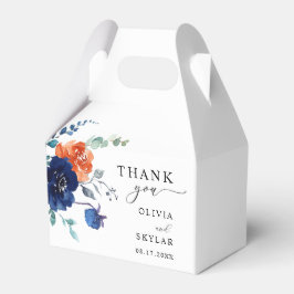 Navy Burnt Sinaasappel Elegant Bloemen Vallen Brui Bedankdoosjes