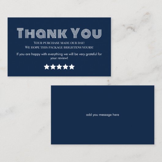 Navy business dank u zelfgemaakte visitekaartje (Voorkant / Achterkant)