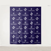 Navy Business Event Logo Step & Repeat Achtergrond Wandkleed (Voorkant)