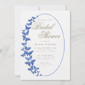 Navy Butterflies Boho Lijst Elegant Vrijgezellenfe Kaart (Voorkant)