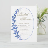 Navy Butterflies Boho Lijst Elegant Vrijgezellenfe Kaart (Staand voorkant)