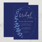 Navy Butterflies Boho Lijst Elegant Vrijgezellenfe Kaart (Voorkant / Achterkant)