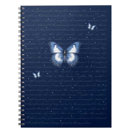 Navy Butterflies Love Letter Notitieboek (Voorkant)