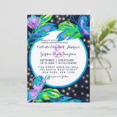 Navy Butterfly Floral verlaat Waterverf bruiloft Kaart (Staand voorkant)