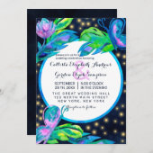 Navy Butterfly Floral verlaat Waterverf bruiloft Kaart (Voorkant / Achterkant)