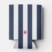 Navy Cabana Stripe en gepersonaliseerd rood monogr Blikjeskoeler (Achterkant)