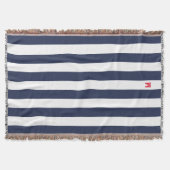Navy Cabana Stripe en gepersonaliseerd rood monogr Deken (Voorkant)