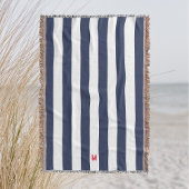 Navy Cabana Stripe en gepersonaliseerd rood monogr Deken