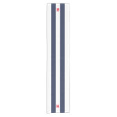 Navy Cabana Stripe en gepersonaliseerd rood monogr Korte Tafelloper (Voorkant)