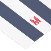 Navy Cabana Stripe en gepersonaliseerd rood monogr Korte Tafelloper (Hoek)