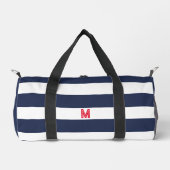 Navy Cabana Stripe en gepersonaliseerd rood monogr Plunjezak (Voorkant)