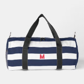 Navy Cabana Stripe en gepersonaliseerd rood monogr Plunjezak (Achterkant)