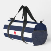 Navy Cabana Stripe en gepersonaliseerd rood monogr Plunjezak (Rechterhoek)