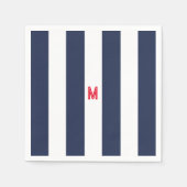 Navy Cabana Stripe en gepersonaliseerd rood monogr Servet (Voorkant)