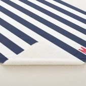 Navy Cabana Stripe en gepersonaliseerd rood monogr Sherpa Deken (3/4)