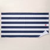 Navy Cabana Stripe en gepersonaliseerd rood monogr Strandlaken (Voorkant)