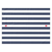 Navy Cabana Stripe en gepersonaliseerd rood monogr Tafelkleed (Voorkant (Horizontaal))