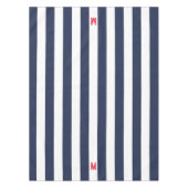 Navy Cabana Stripe en gepersonaliseerd rood monogr Tafelkleed (Voorkant)