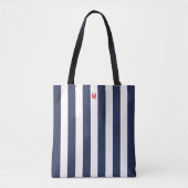 Navy Cabana Stripe en gepersonaliseerd rood monogr Tote Bag (Voorkant)