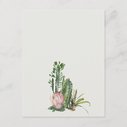 NAVY CACTI FOLIAGE WATERVERF WEDDING GEGEVENS INFORMATIEKAARTJE (Achterkant)