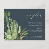 NAVY CACTI FOLIAGE WATERVERF WEDDING RECEPT INFORMATIEKAARTJE (Voorkant)