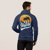 Navy California Retro Sunset Fleece Zip Hoodie (Achterkant volledig)