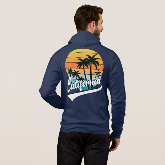 Navy California Retro Sunset Fleece Zip Hoodie (Achterkant volledig)