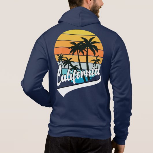 Navy California Retro Sunset Fleece Zip Hoodie (Achterkant)