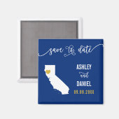 Navy California Wedding Save the Date Map Magneet (Voorkant / Achterkant)