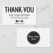 Navy Calligraphy Dank u Mini Media Insert Visitekaartje (Voorkant / Achterkant)