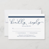 Navy Calligraphy Invitation Reply Kaart Insert (Voorkant)
