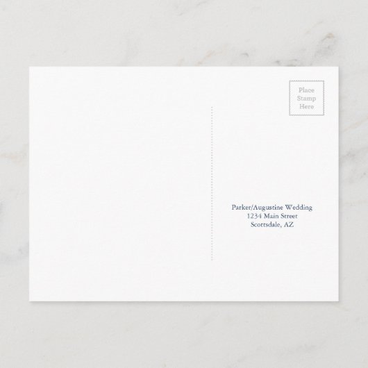 Navy Calligraphy RSVP Briefkaart (Achterkant)