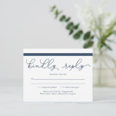Navy Calligraphy RSVP Briefkaart (Staand voorkant)