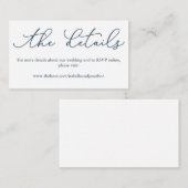Navy Calligraphy Wedding Website Enclosure Kaart (Voorkant / Achterkant)