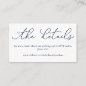 Navy Calligraphy Wedding Website Enclosure Kaart (Voorkant)