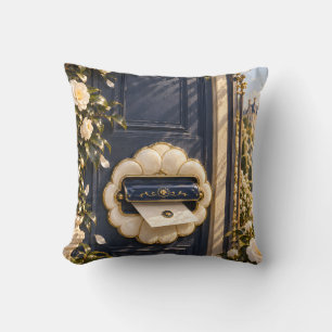 Navy Camelia Brievenbus Elegante Bloemendeur Kussen
