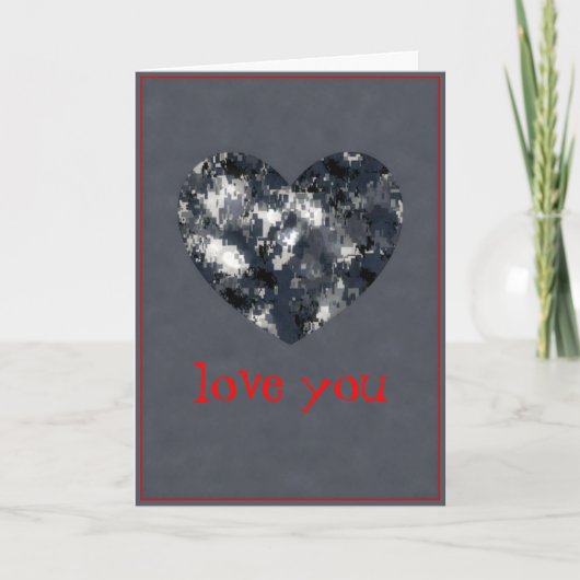 Navy Camo "love you" Valentijn Hart Kaart (Voorkant)