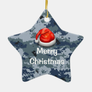 Navy Camo Star Merry-Ornament voor kerstmis Keramisch Ornament