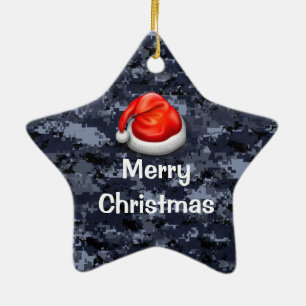 Navy Camo T-Shirt Merry-Ornament Keramisch Ornament