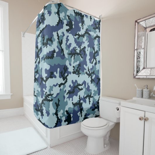 Navy camouflage douchegordijn (In situ)