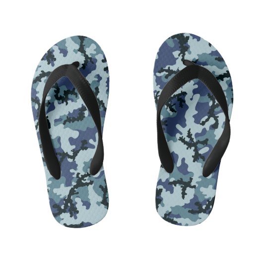 Navy camouflage kinder teenslippers (Voetbed)