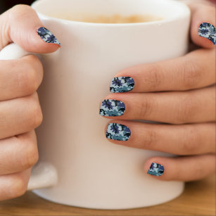 Navy camouflage minx nail art