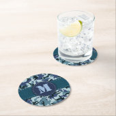 Navy camouflage ronde kartonnen onderzetter (Insitu)