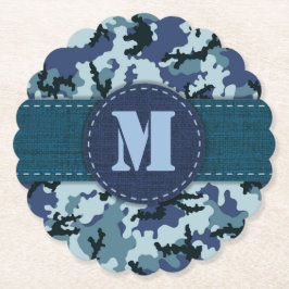 Navy camouflage ronde kartonnen onderzetter