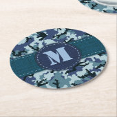 Navy camouflage ronde kartonnen onderzetter (Gebogen)