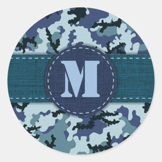 Navy camouflage ronde sticker (Voorkant)